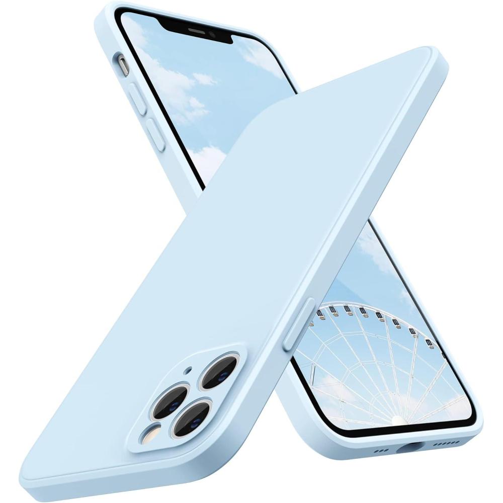 imageSURPHY Design for iPhone 11 Pro Case with Camera Protection Straight Edges Liquid Silicone Phone Case for iPhone 11 Pro 58 inches SeafoamCloud Blue
