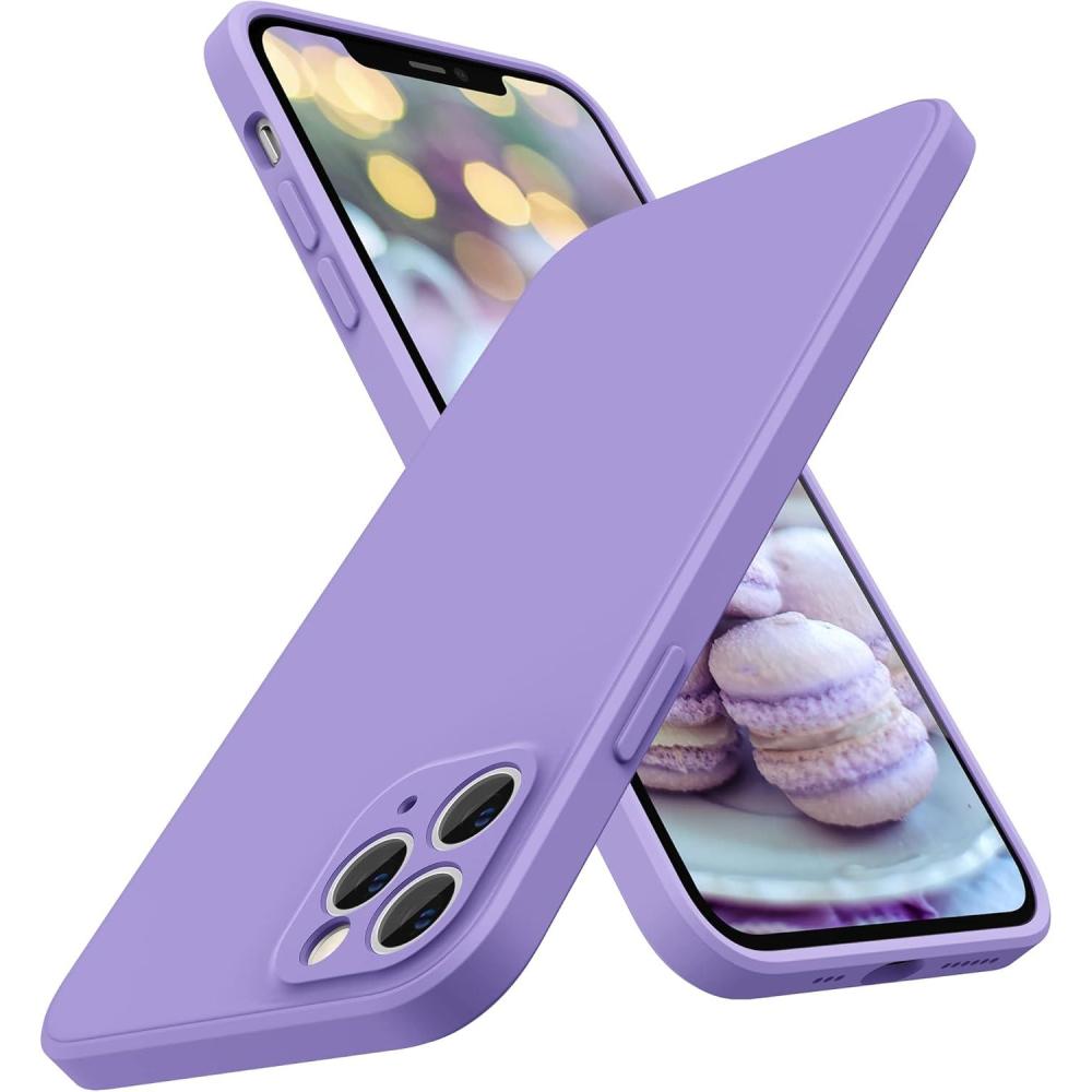 imageSURPHY Design for iPhone 11 Pro Case with Camera Protection Straight Edges Liquid Silicone Phone Case for iPhone 11 Pro 58 inches SeafoamLight Purple