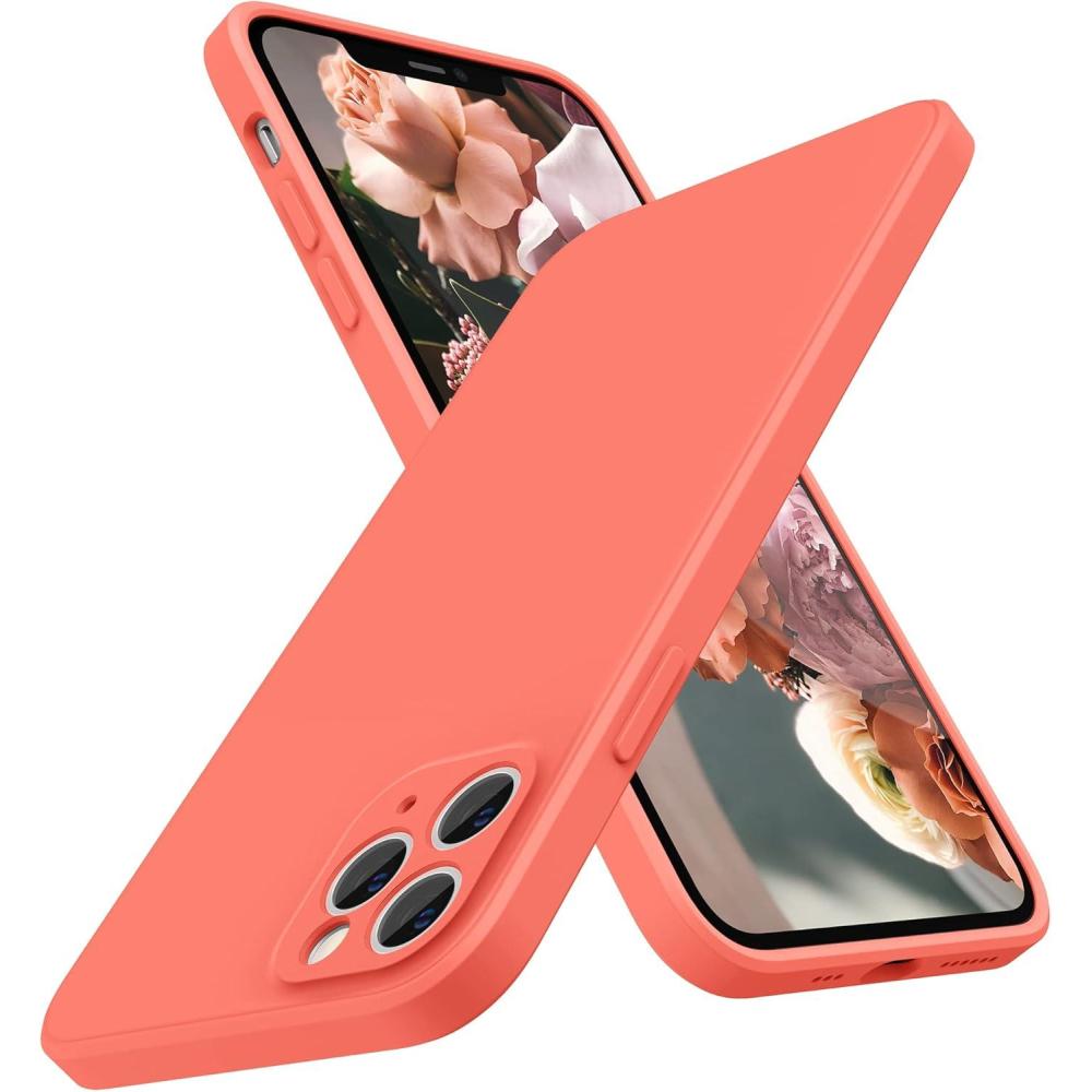 imageSURPHY Design for iPhone 11 Pro Case with Camera Protection Straight Edges Liquid Silicone Phone Case for iPhone 11 Pro 58 inches SeafoamPink Citrus