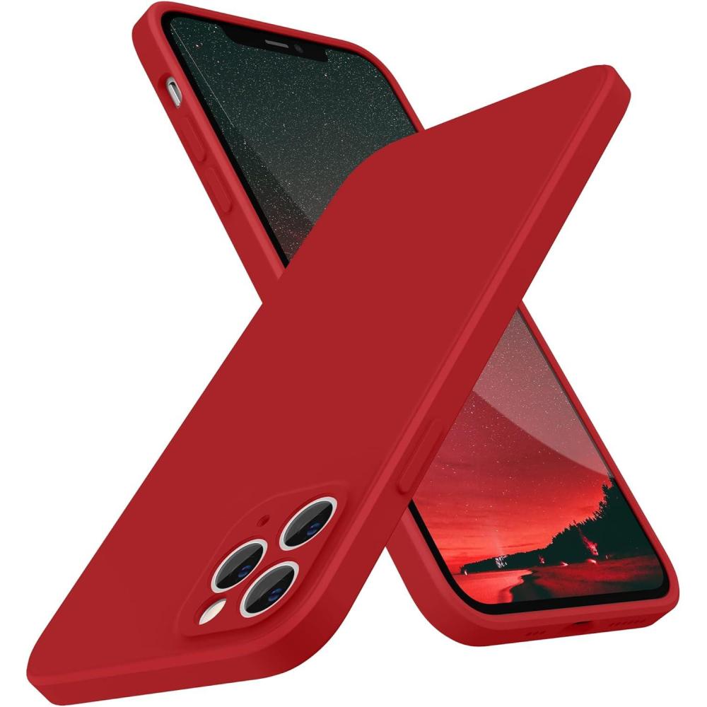 imageSURPHY Design for iPhone 11 Pro Case with Camera Protection Straight Edges Liquid Silicone Phone Case for iPhone 11 Pro 58 inches SeafoamRed