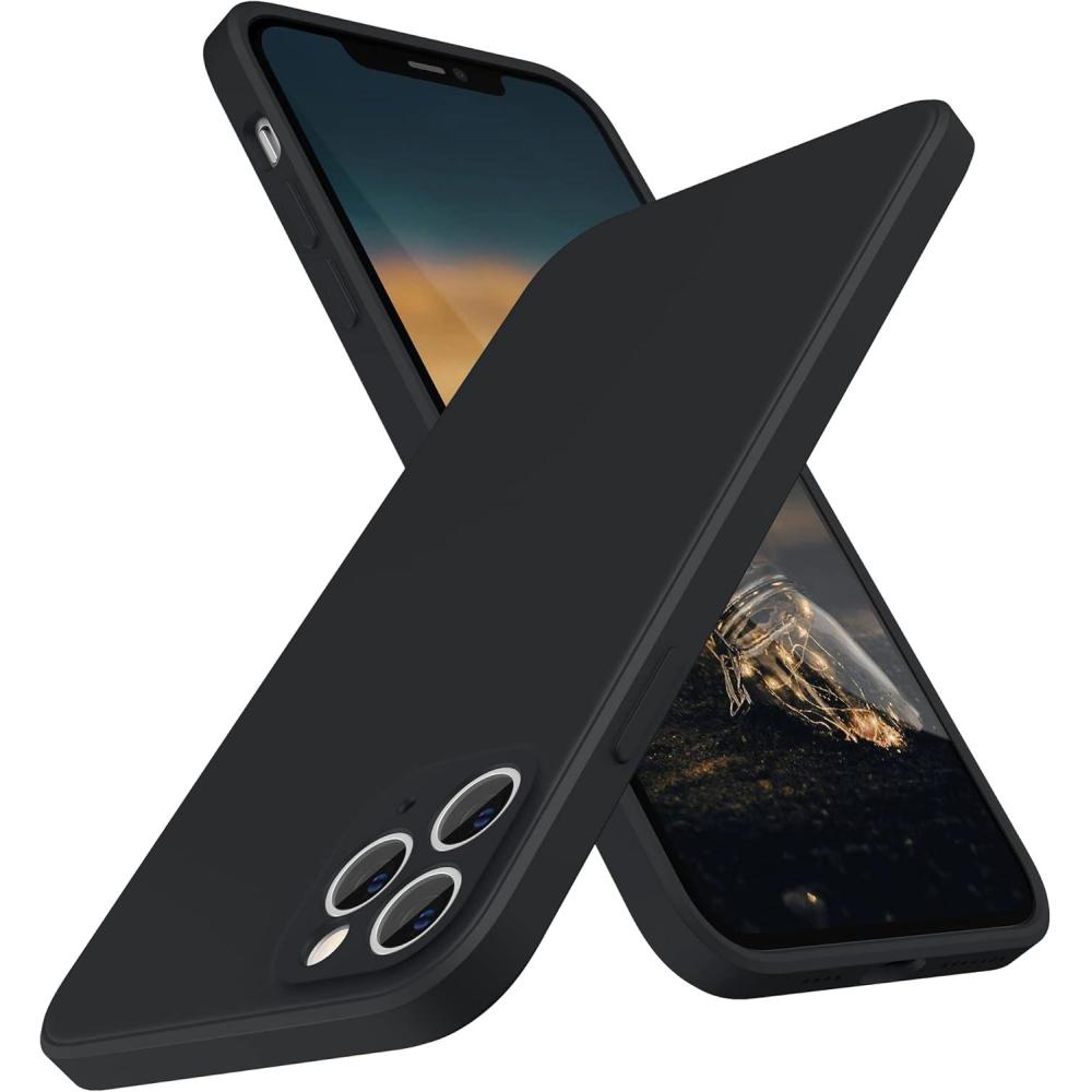 imageSURPHY Design for iPhone 11 Pro Max Case with Camera Protection Straight Edge Design Liquid Silicone Slim Case Light PinkBlack