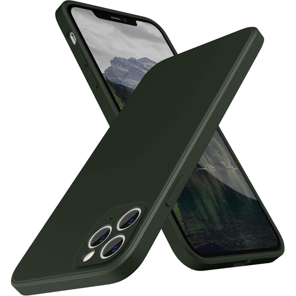 imageSURPHY Design for iPhone 11 Pro Max Case with Camera Protection Straight Edge Design Liquid Silicone Slim Case Light PinkCyprus Green