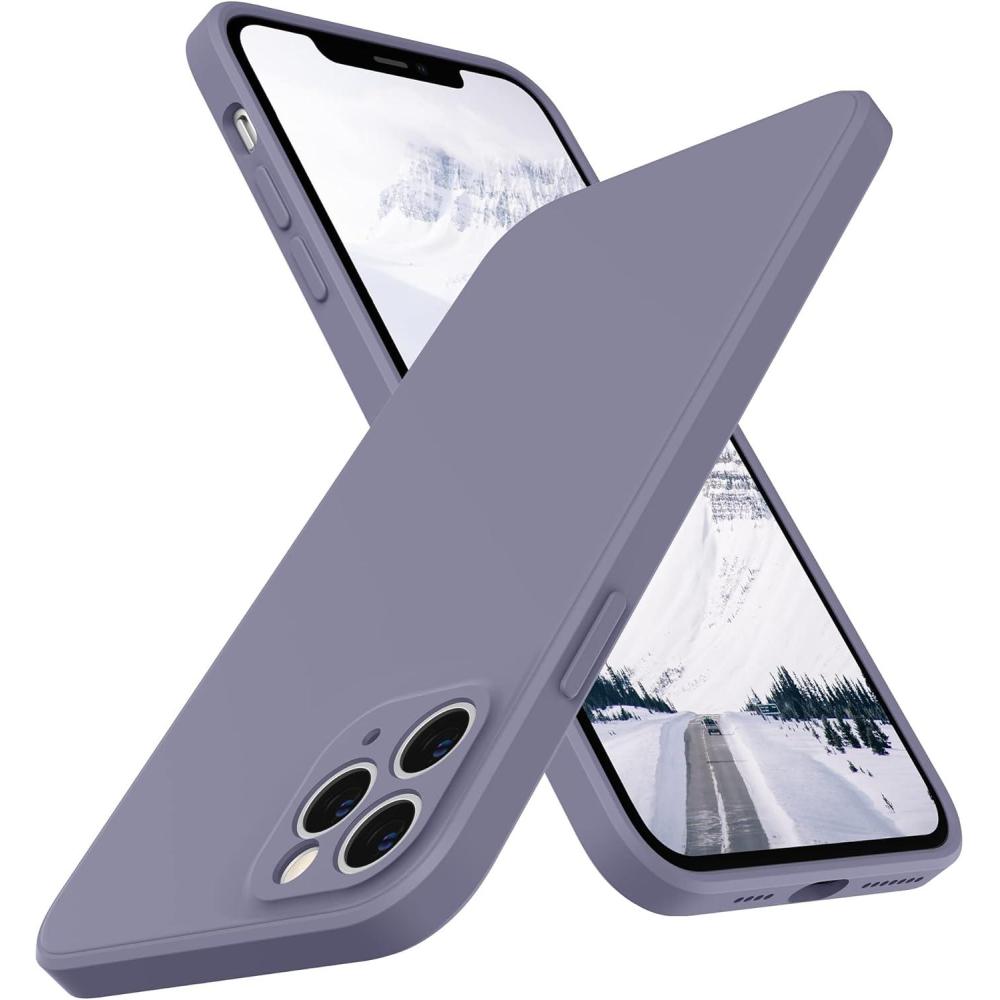 imageSURPHY Design for iPhone 11 Pro Max Case with Camera Protection Straight Edge Design Liquid Silicone Slim Case Light PinkLavender Gray
