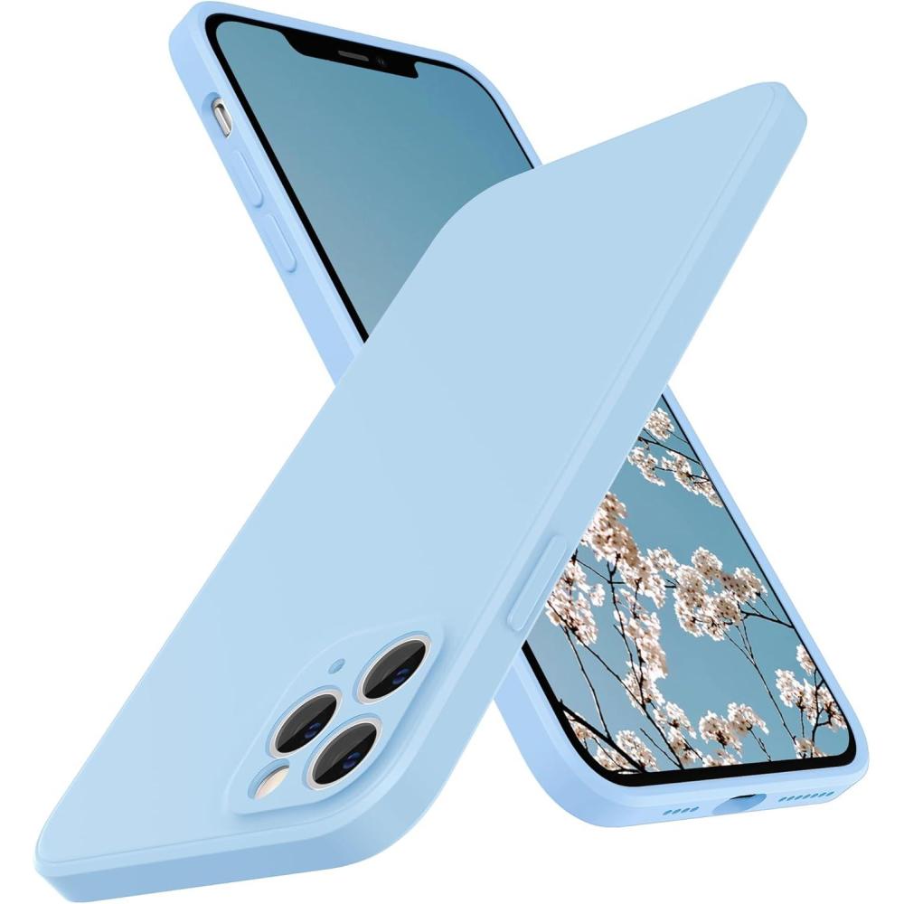 imageSURPHY Design for iPhone 11 Pro Max Case with Camera Protection Straight Edge Design Liquid Silicone Slim Case Light PinkLight Blue