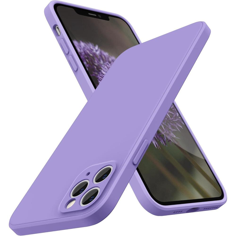 imageSURPHY Design for iPhone 11 Pro Max Case with Camera Protection Straight Edge Design Liquid Silicone Slim Case Light PinkLight Purple