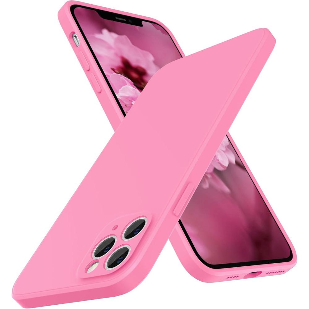 imageSURPHY Design for iPhone 11 Pro Max Case with Camera Protection Straight Edge Design Liquid Silicone Slim Case Light PinkPink