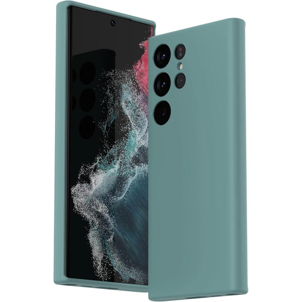 imageSURPHY Designed for Galaxy S23 Ultra Case 68 inches 2023 Released with Camera Protection  Soft Microfiber Lining Liquid Silicone Phone Case for S23 Ultra BlackCactus Green