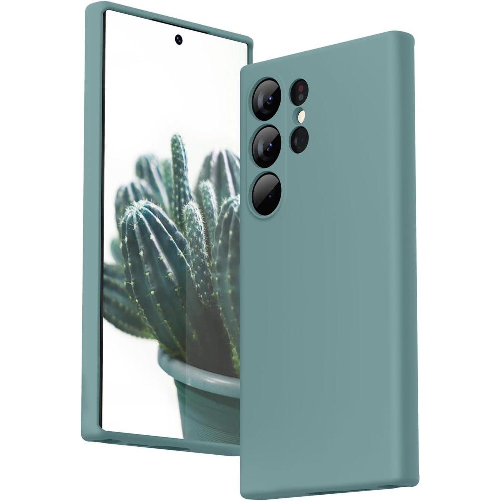 imageSURPHY Designed for Galaxy S24 Ultra Case 68 inch 2024 Camera Protection  Soft Microfiber Lining Liquid Silicone Galaxy S24 Ultra Phone Case Lilac PurpleCactus Green