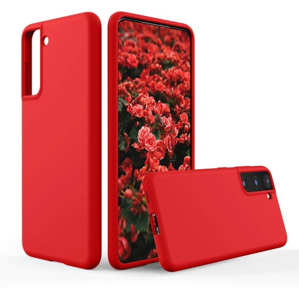 imageSURPHY Designed for Samsung Galaxy S21 Plus Case 67 inch Liquid Silicone Case with Microfiber Lining for Samsung Galaxy S21 5G 2021 Red