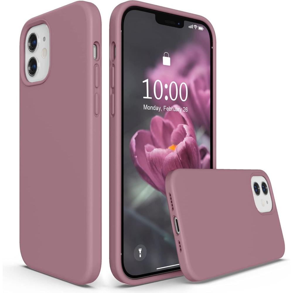 imageSURPHY Designed for iPhone 12 Case and iPhone 12 Pro Case 61 inch Thickened Liquid Silicone Phone Case with Microfiber Lining for iPhone 12 ampamp 12 Pro 2020 RedLilac Purple