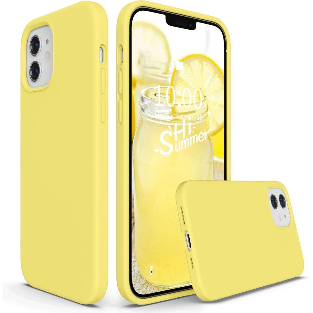 imageSURPHY Designed for iPhone 12 Case and iPhone 12 Pro Case 61 inch Thickened Liquid Silicone Phone Case with Microfiber Lining for iPhone 12 ampamp 12 Pro 2020 RedYellow