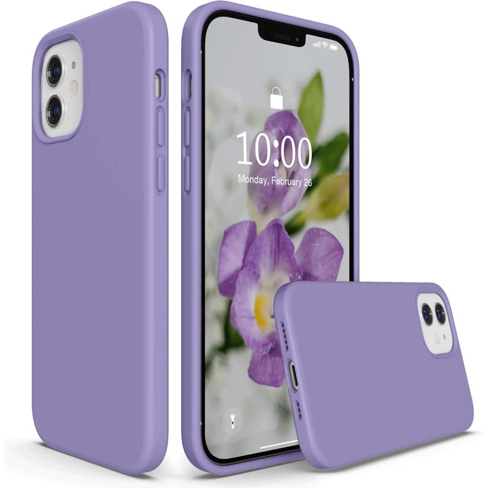 imageSURPHY Designed for iPhone 12 Case and iPhone 12 Pro Case 61 inch Thickened Liquid Silicone Phone Case with Microfiber Lining for iPhone 12 ampamp 12 Pro 2020 RedLight Purple