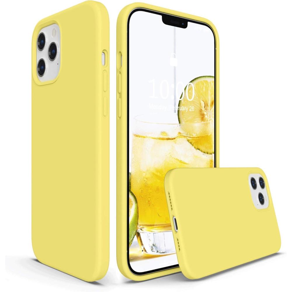 imageSURPHY Designed for iPhone 12 Pro Max Case 67 inches Liquid Silicone Phone Case with Microfiber Lining for iPhone 12 Pro Max 2020 BlueYellow