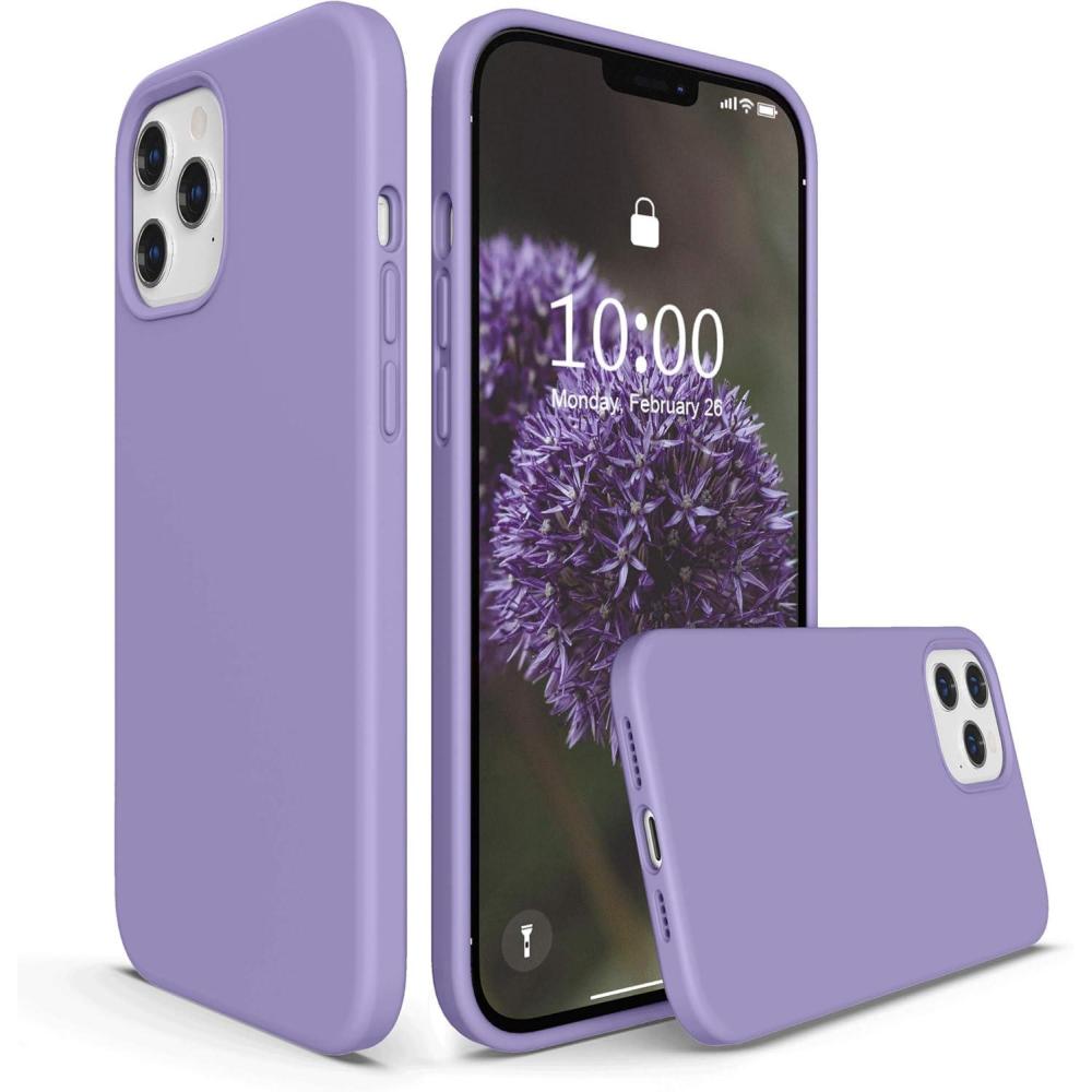 imageSURPHY Designed for iPhone 12 Pro Max Case 67 inches Liquid Silicone Phone Case with Microfiber Lining for iPhone 12 Pro Max 2020 Mint GreenLight Purple