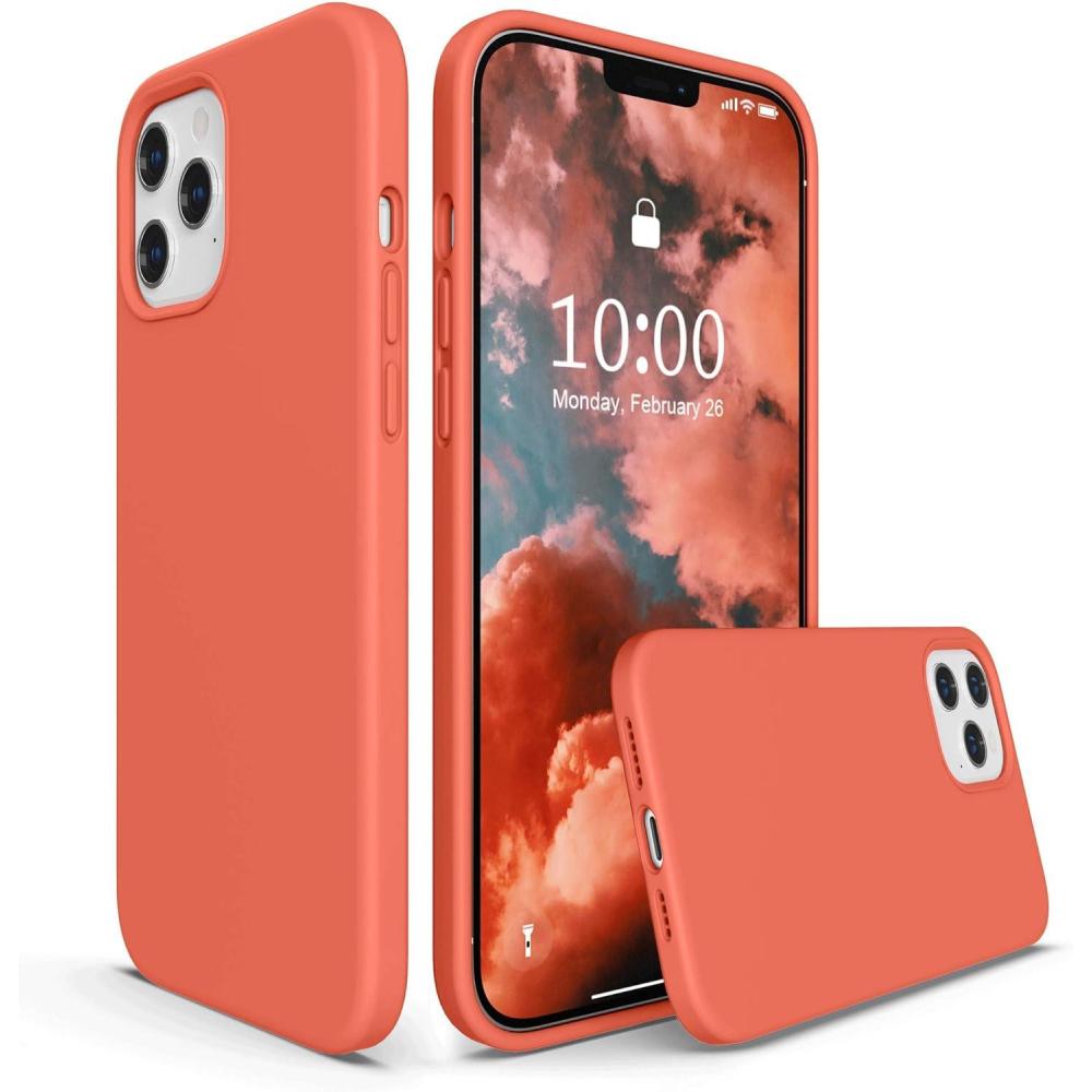 imageSURPHY Designed for iPhone 12 Pro Max Case 67 inches Liquid Silicone Phone Case with Microfiber Lining for iPhone 12 Pro Max 2020 Mint GreenNectarine