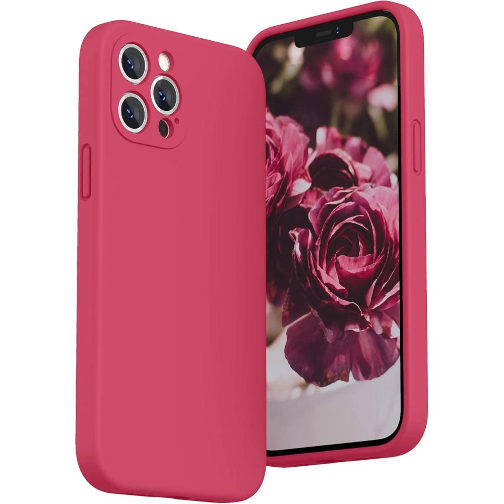 imageSURPHY Designed for iPhone 12 Pro Max Case with Camera Protection Liquid Silicone Phone Case with Microfiber Lining Cactus GreenHibiscus