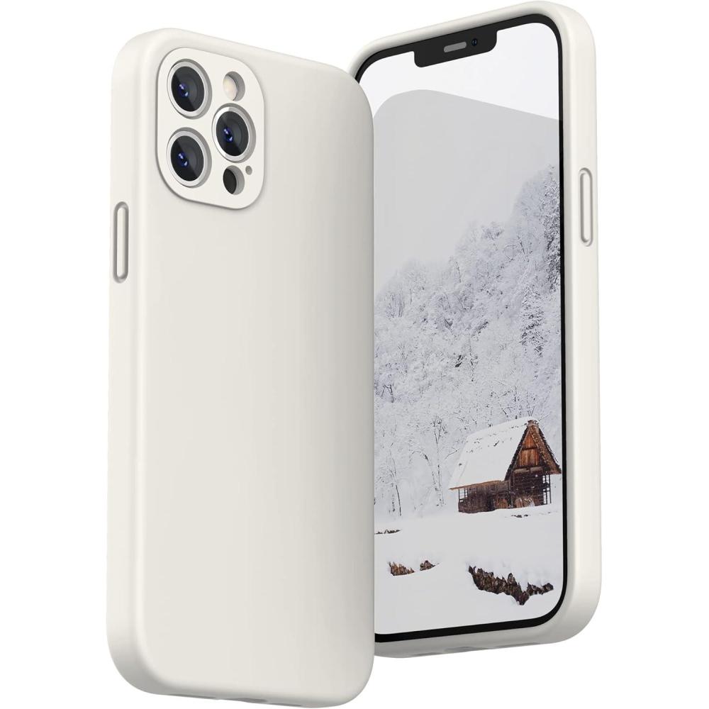 imageSURPHY Designed for iPhone 12 Pro Max Case with Camera Protection Liquid Silicone Phone Case with Microfiber Lining Cactus GreenWhite