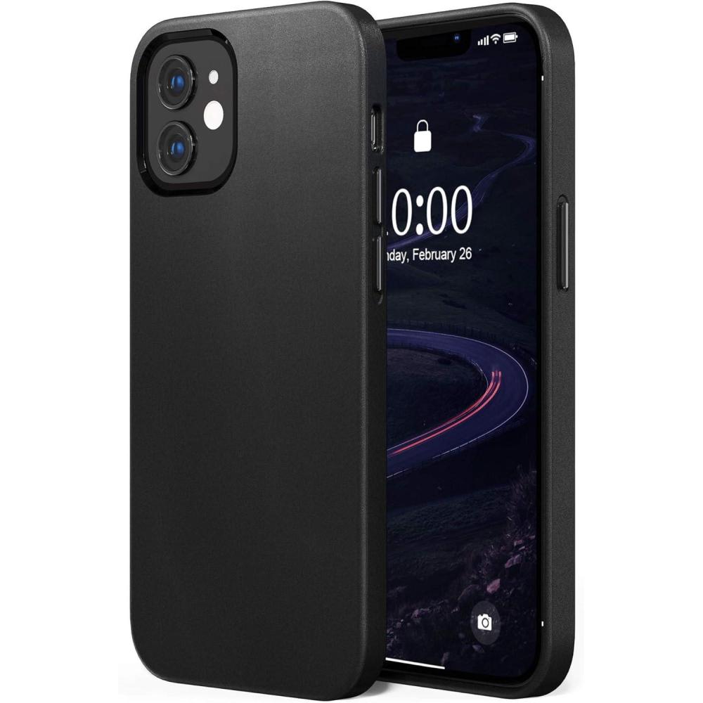 imageSURPHY Designed for iPhone 12 case and iPhone 12 Pro case Premium Faux Leather Phone Case with Metallic Buttons ampamp Microfiber Lining for iPhone 12 ampamp 12 Pro 61 inches 2020 BrownBlack