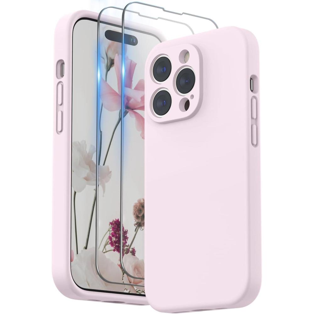 imageSURPHY Designed for iPhone 14 Pro Case with Screen Protector Camera Protection ampamp Soft Microfiber Lining Liquid Silicone Phone Case Cloud BlueChalk Pink