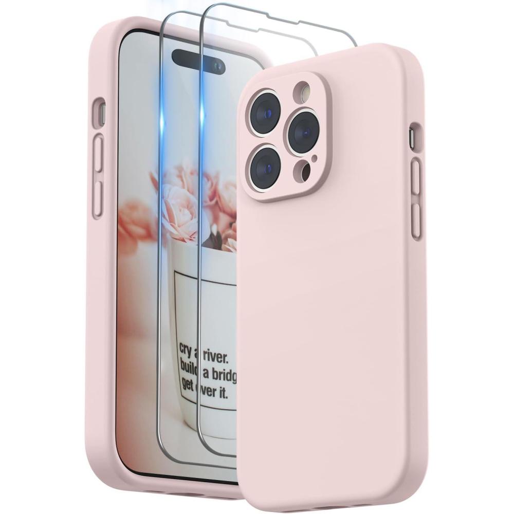 imageSURPHY Designed for iPhone 14 Pro Case with Screen Protector Camera Protection ampamp Soft Microfiber Lining Liquid Silicone Phone Case Cloud BluePink Sand