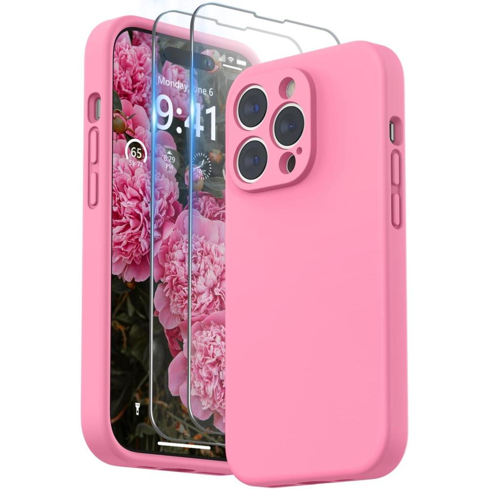 imageSURPHY Designed for iPhone 14 Pro Case with Screen Protector Camera Protection ampamp Soft Microfiber Lining Liquid Silicone Phone Case Cloud BluePink