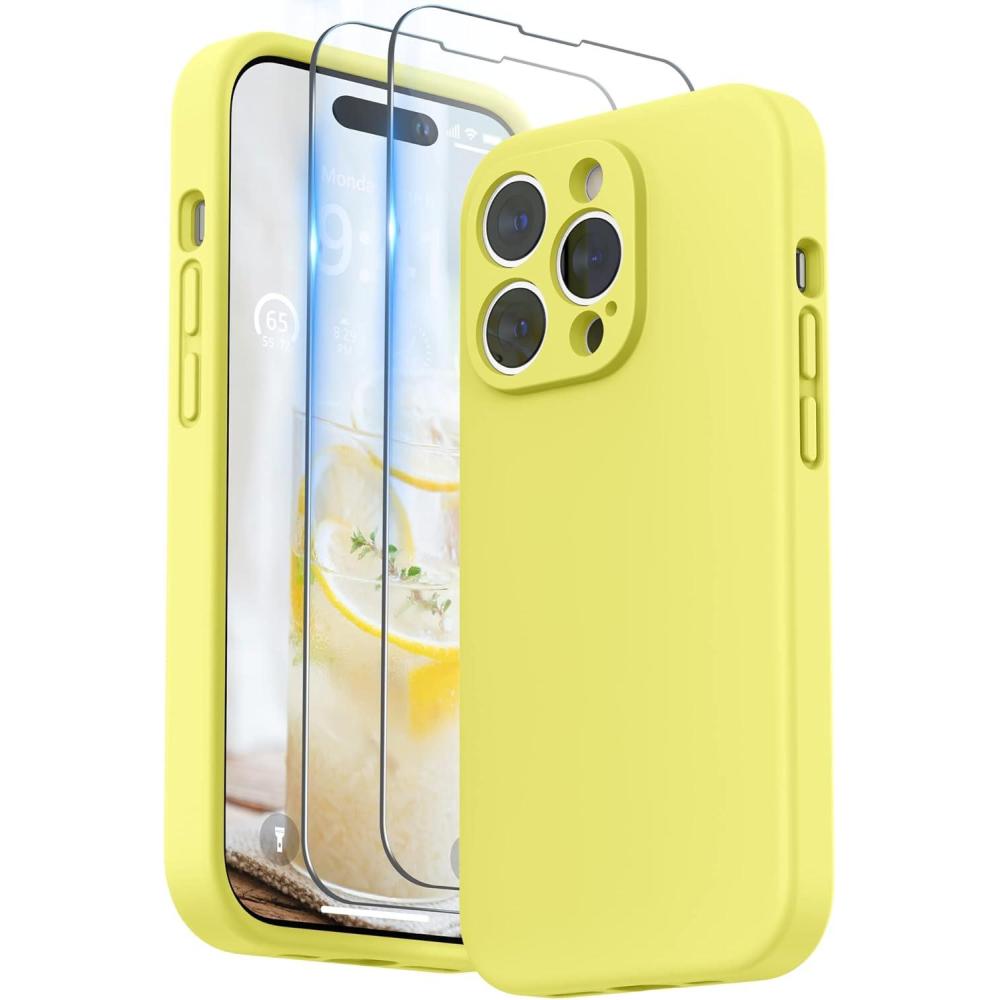 imageSURPHY Designed for iPhone 14 Pro Max Case with Screen Protector with Camera Protection ampamp Soft Microfiber Lining Liquid Silicone Phone Case Cactus GreenYellow