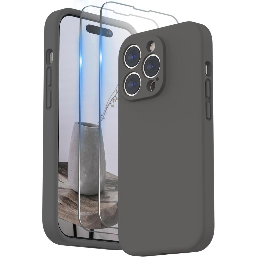 imageSURPHY Designed for iPhone 14 Pro Max Case with Screen Protector with Camera Protection ampamp Soft Microfiber Lining Liquid Silicone Phone Case Cactus GreenClay