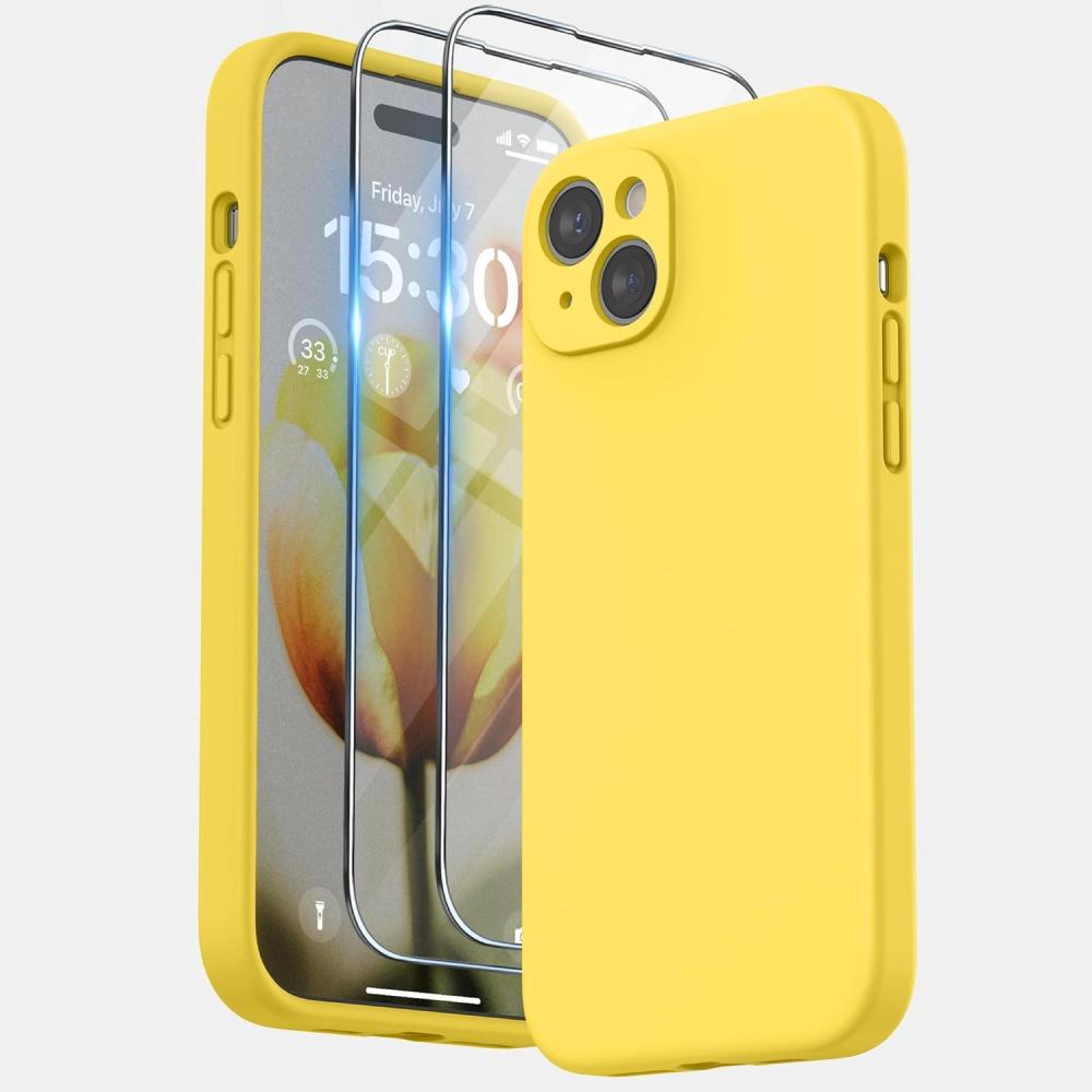 imageSURPHY Designed for iPhone 15 Plus Case with Screen Protector and Lanyard Phone Strap and Liquid Silicone Phone Case Camera Protective ampamp Soft Microfiber Lining 67 inch 2023 BlackSunshine