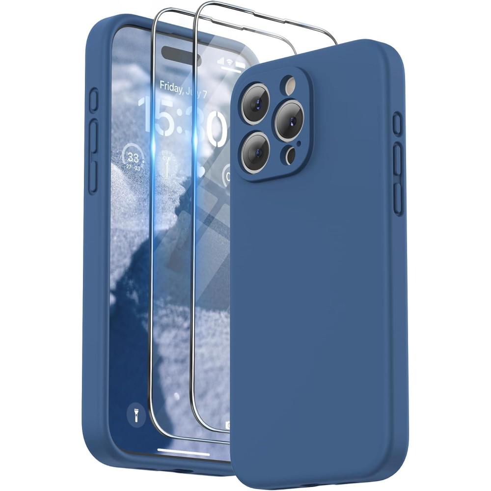 imageSURPHY Designed for iPhone 15 Pro Max Case with Screen Protector and Lanyard Phone Strap and Liquid Silicone Phone Case Camera Protective ampamp Soft Microfiber Lining 67 inch 2023 Lilac PurpleBlue Jay