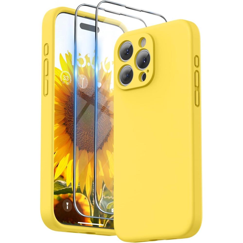 imageSURPHY Designed for iPhone 15 Pro Max Case with Screen Protector and Lanyard Phone Strap and Liquid Silicone Phone Case Camera Protective ampamp Soft Microfiber Lining 67 inch 2023 Lilac PurpleSunshine