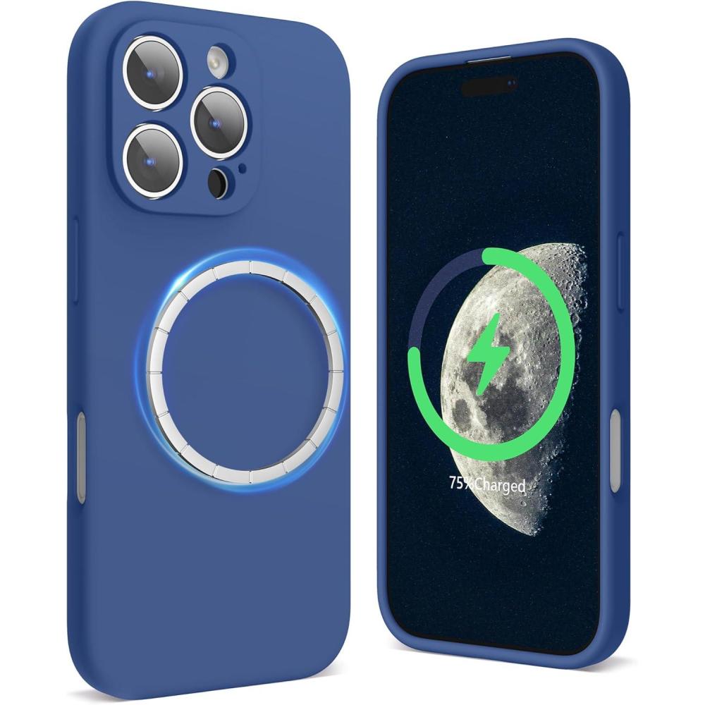 imageSURPHY Designed for iPhone 16 Pro Case Compatible with MagSafe 63 inch 2024 Liquid Silicone Phone Case Camera Protective Soft Microfiber Lining PinkDenim