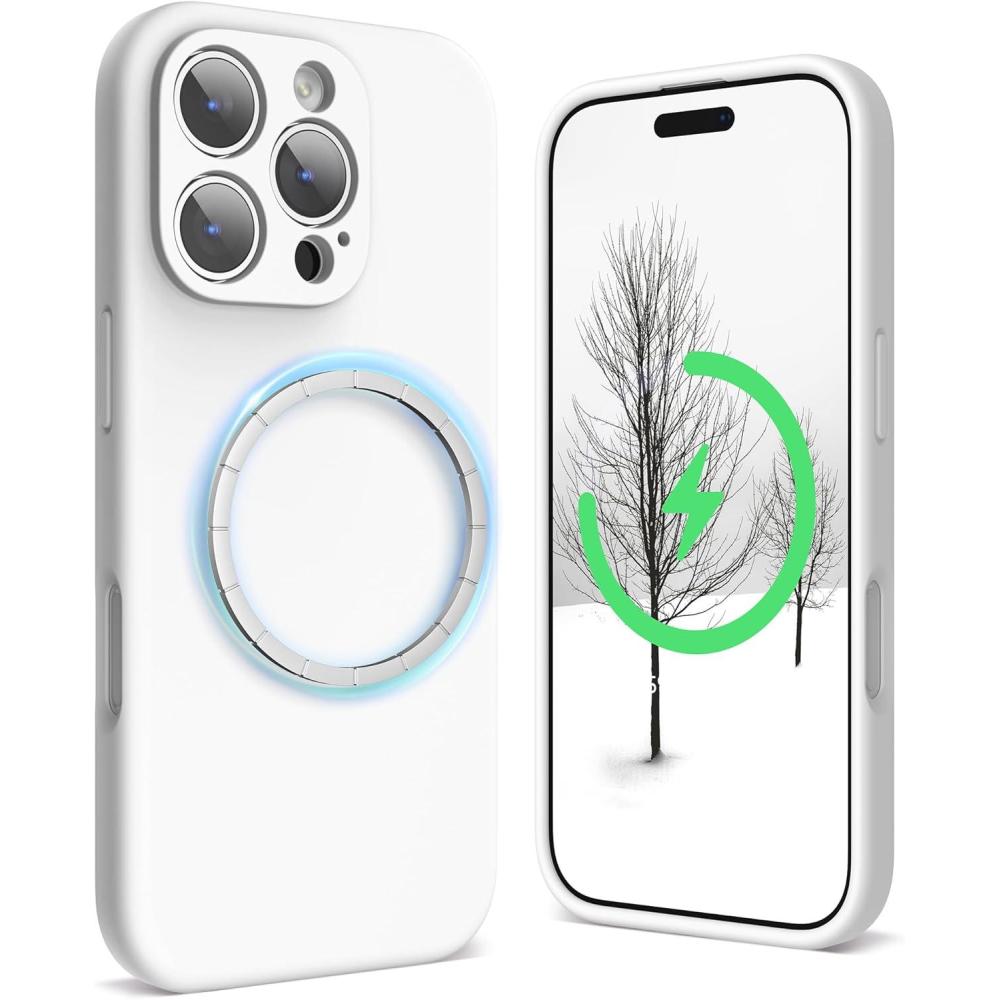 imageSURPHY Designed for iPhone 16 Pro Max Case Compatible with MagSafe 69 inch 2024 Liquid Silicone Phone Case Camera Protective Soft Microfiber Lining RedWhite