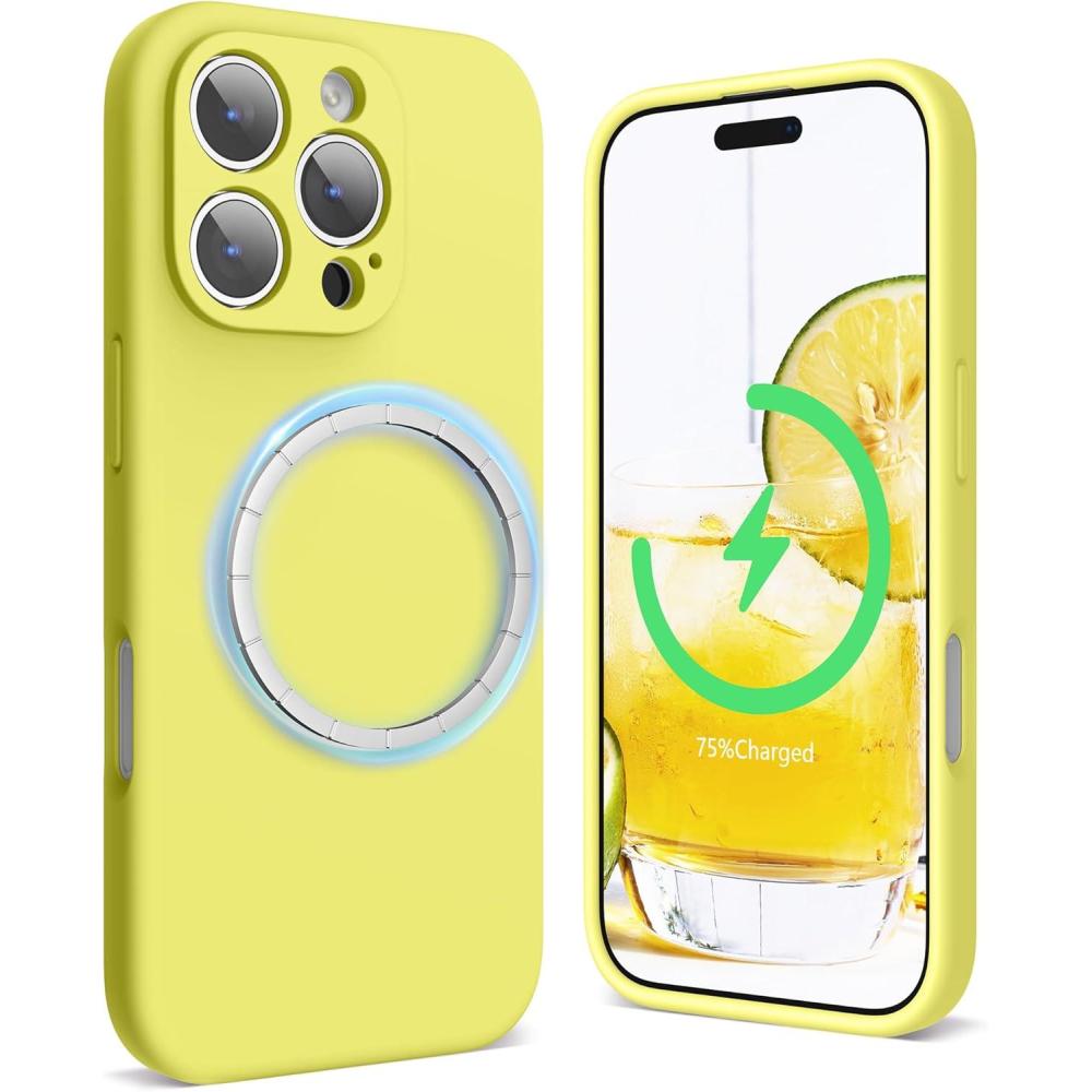 imageSURPHY Designed for iPhone 16 Pro Max Case Compatible with MagSafe 69 inch 2024 Liquid Silicone Phone Case Camera Protective Soft Microfiber Lining RedYellow