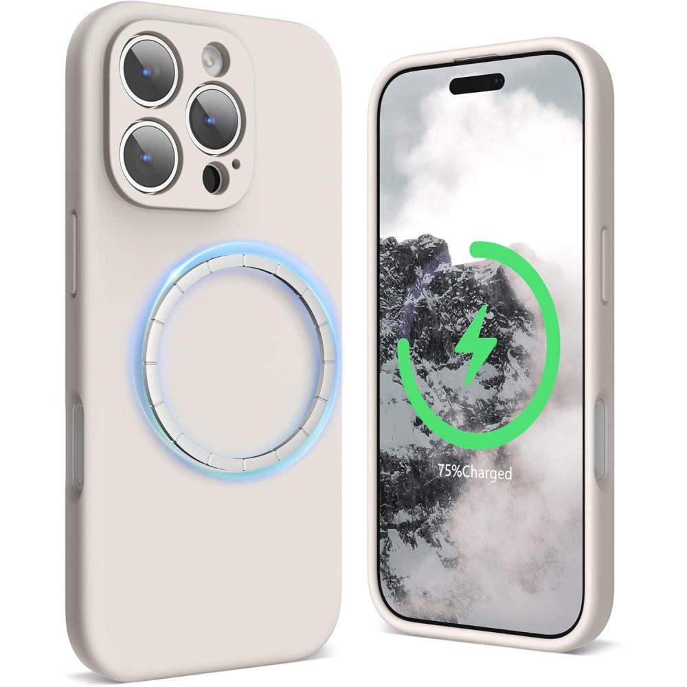 imageSURPHY Designed for iPhone 16 Pro Max Case Compatible with MagSafe 69 inch 2024 Liquid Silicone Phone Case Camera Protective Soft Microfiber Lining RedStone