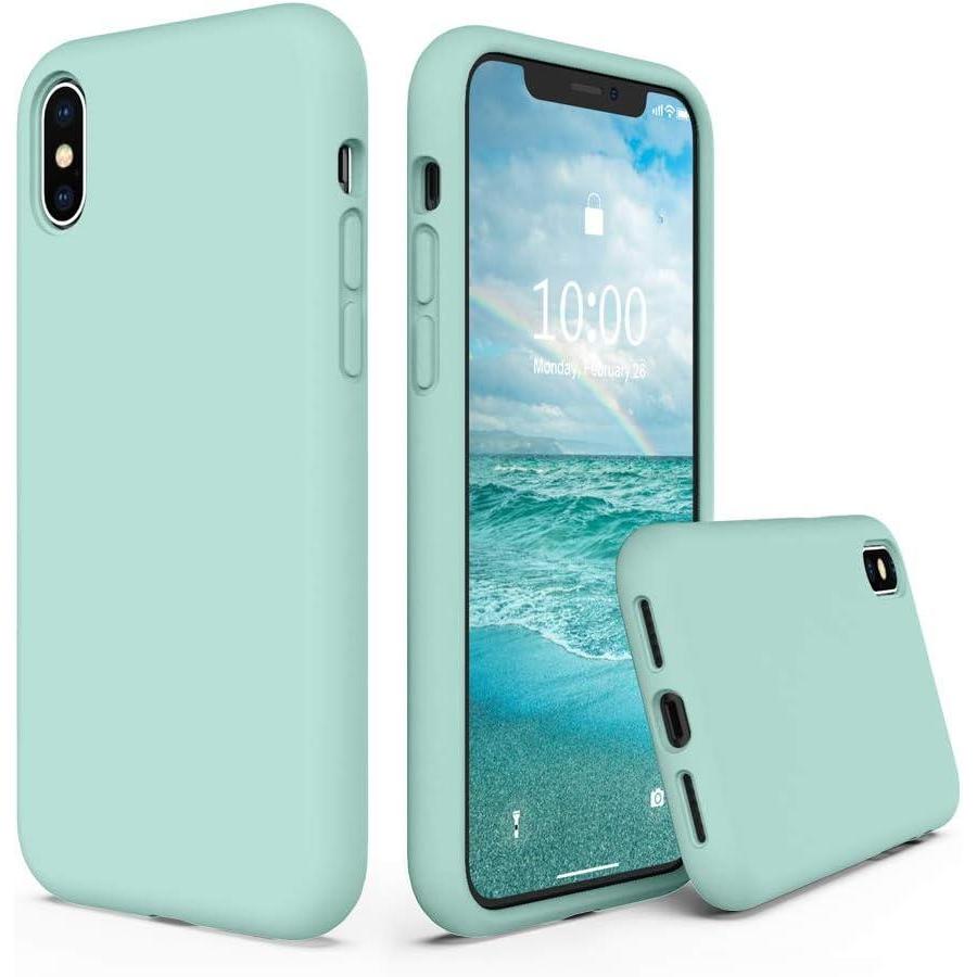 imageSURPHY Designed for iPhone Xs Case and for iPhone X Case with Microfiber Lining Thickened Liquid Silicone Phone Case for iPhone X XS 58 inches Baby PinkMint Green