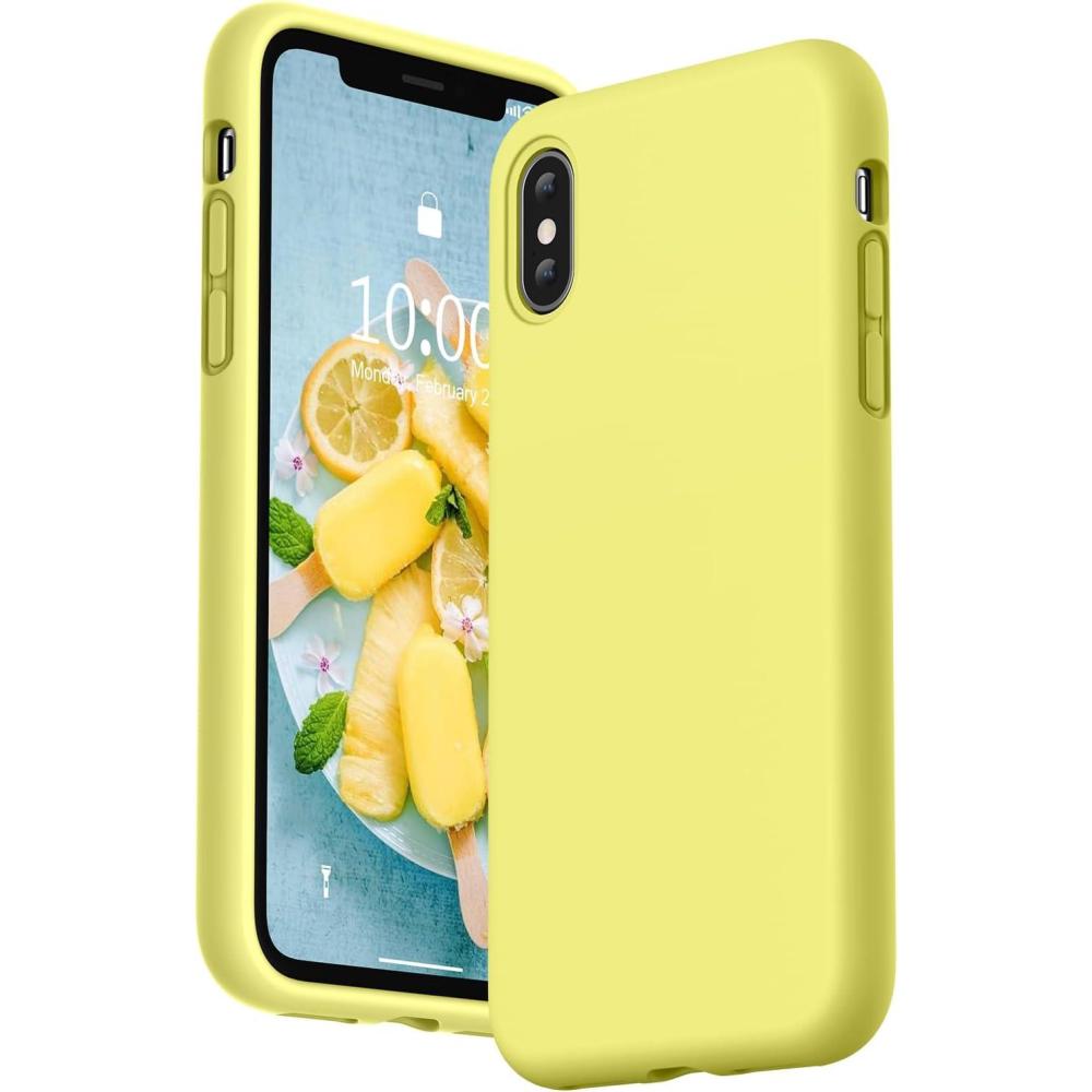 imageSURPHY Designed for iPhone Xs Case and for iPhone X Case with Microfiber Lining Thickened Liquid Silicone Phone Case for iPhone X XS 58 inches Baby PinkYellow