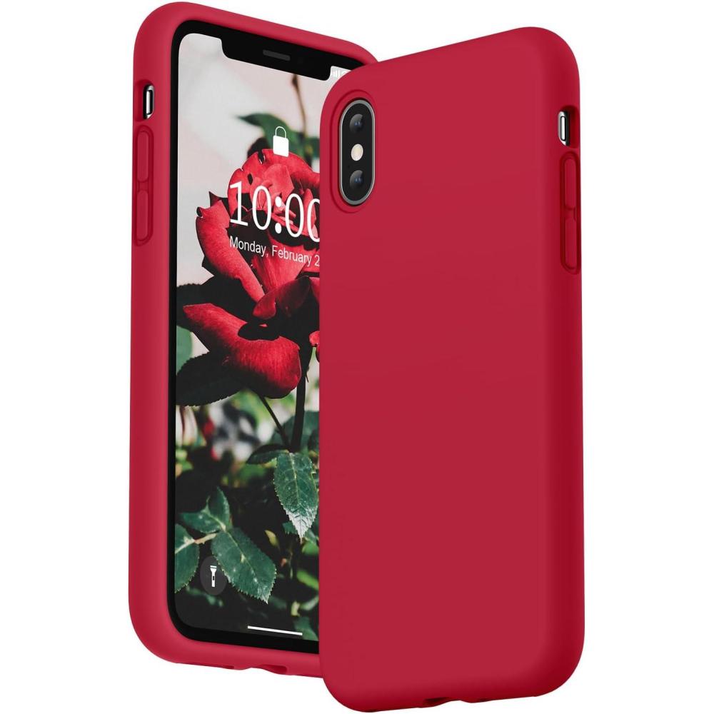 imageSURPHY Designed for iPhone Xs Case and for iPhone X Case with Microfiber Lining Thickened Liquid Silicone Phone Case for iPhone X XS 58 inches Baby PinkRed