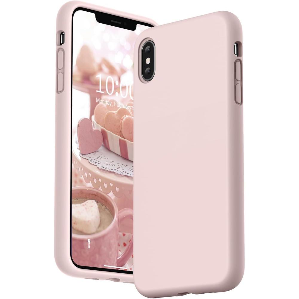 imageSURPHY Designed for iPhone Xs Max Case Thickened Liquid Silicone Phone Case for iPhone Xs Max 65 inches BeigePink Sand Full Body