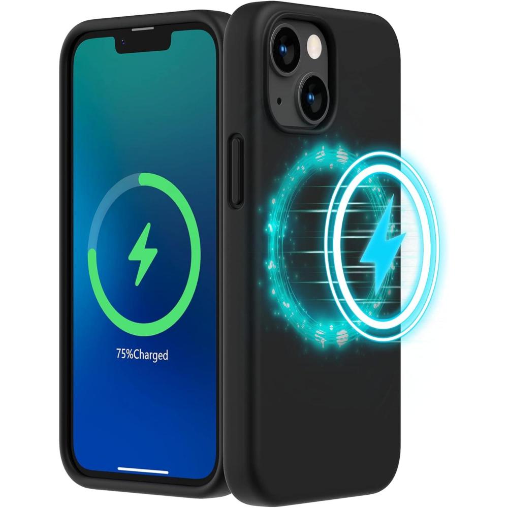 imageSURPHY Magnetic Case Designed for iPhone 13 Mini Case Compatible with MagSafe 54 inch 2021 Release Liquid Silicone Phone Case with Microfiber Lining Cactus GreenBlack