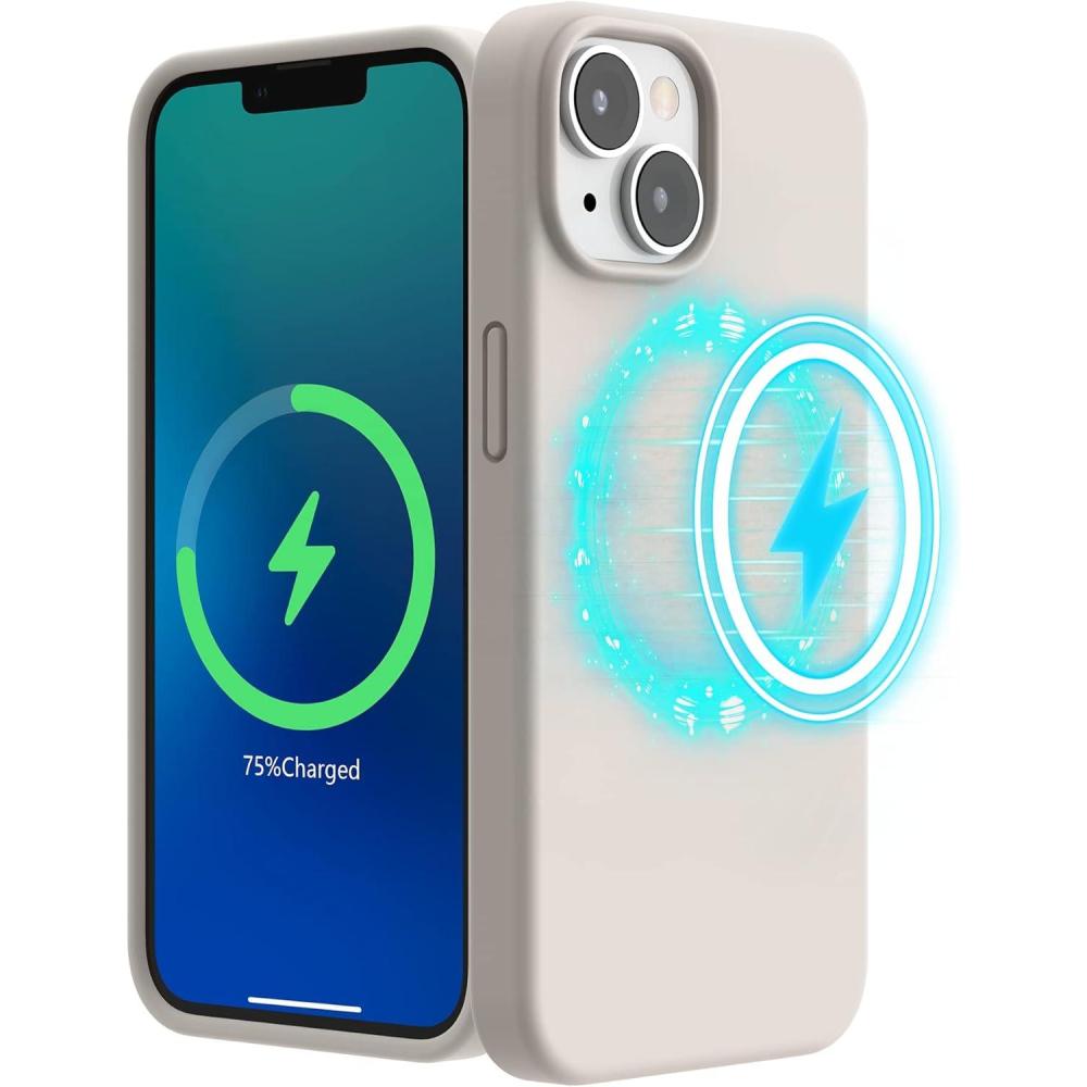 imageSURPHY Magnetic Case Designed for iPhone 13 Mini Case Compatible with MagSafe 54 inch 2021 Release Liquid Silicone Phone Case with Microfiber Lining Cactus GreenStone