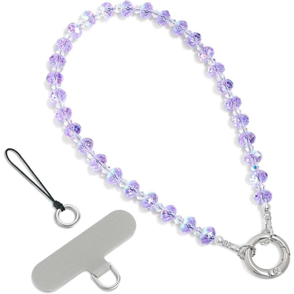 imageSURPHY Phone Charm Phone Charms Strap with Tether Tab ampamp Premium Metal Buckle Cellphone Wrist Strap ChainC Crystals Purple