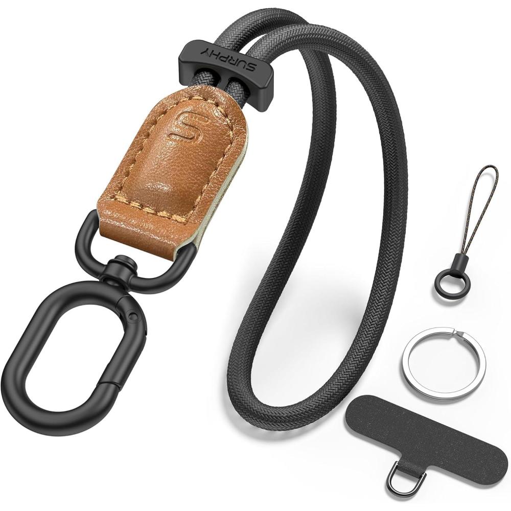 imageSURPHY Phone Wrist Strap Keychain Wristlet Phone Strap Charm with Tether Tab Cellphone Lanyard Wrist Key Chain for WomenBlack  Brown