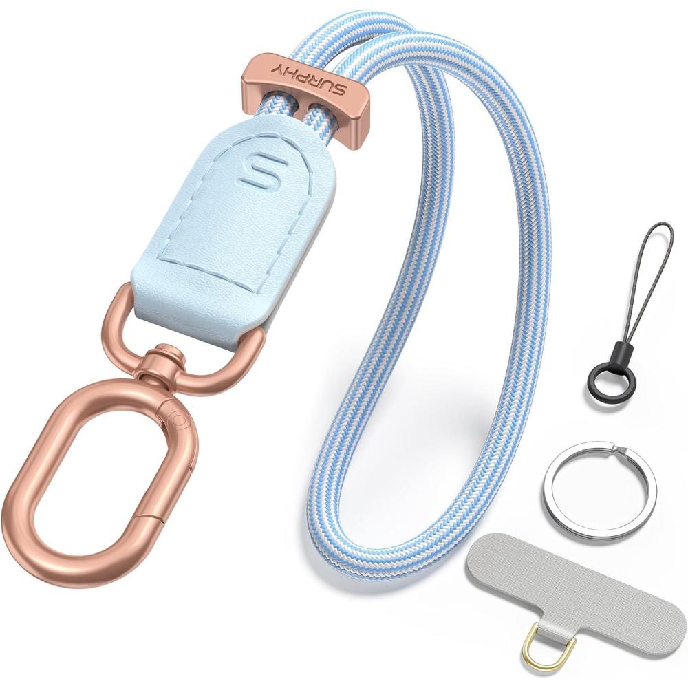 imageSURPHY Phone Wrist Strap Keychain Wristlet Phone Strap Charm with Tether Tab Cellphone Lanyard Wrist Key Chain for WomenBlue