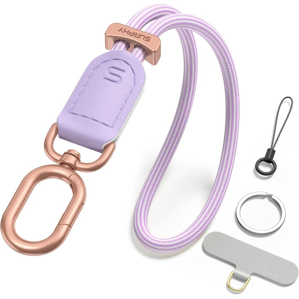 imageSURPHY Phone Wrist Strap Keychain Wristlet Phone Strap Charm with Tether Tab Cellphone Lanyard Wrist Key Chain for WomenPurple