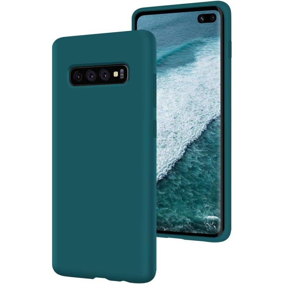 imageSURPHY Silicone Case Compatible Galaxy S10 Plus Case 64 inches Slim Liquid Silicone Full Body Phone Case with Microfiber Lining for Galaxy S10 Plus 64 Ocean Green