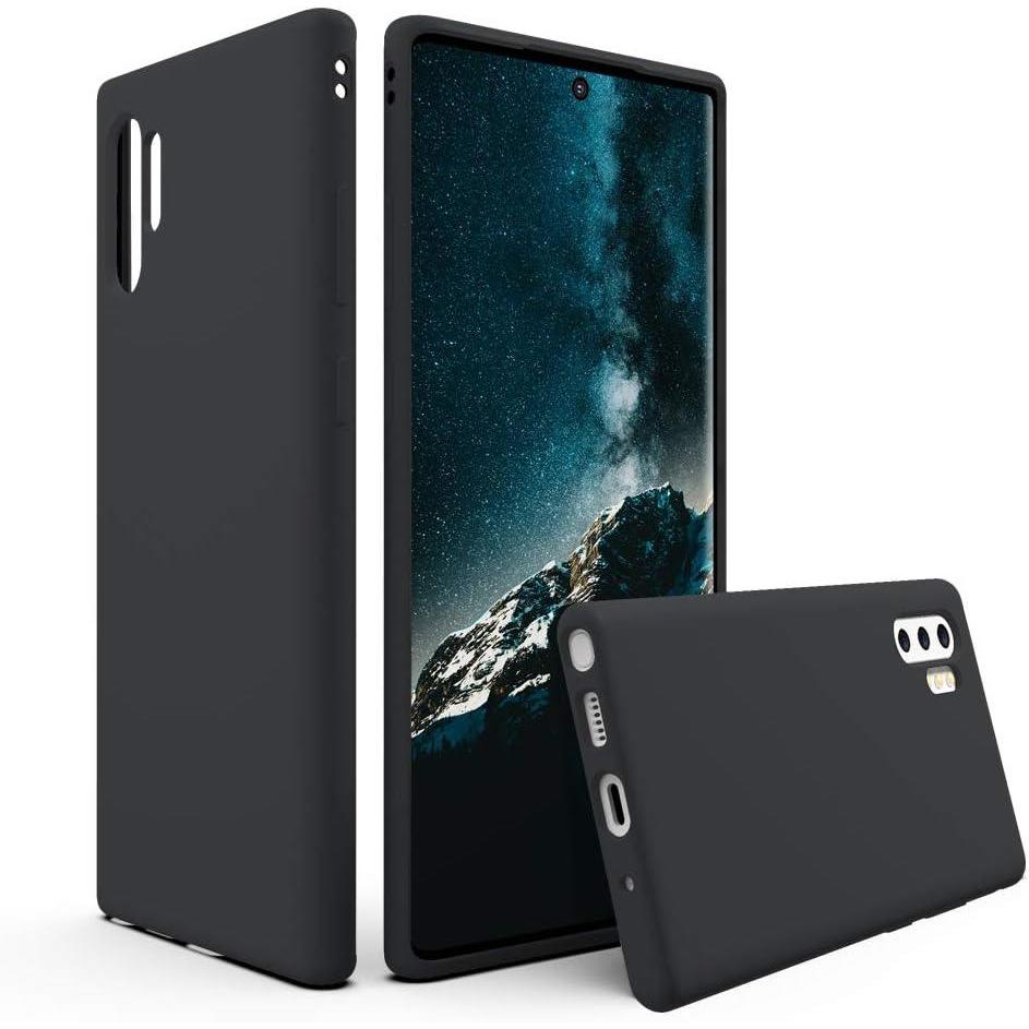 imageSURPHY Silicone Case Compatible with Galaxy Note 10 Plus Case 68 inches Slim Liquid Silicone Full Body Phone Case with Microfiber Lining for Galaxy Note 10 Plus 68 Black