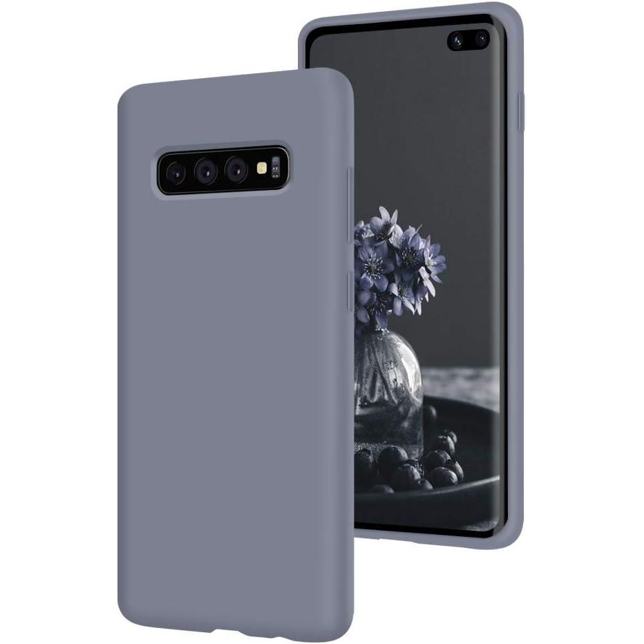 imageSURPHY Silicone Case Compatible with Galaxy S10 Plus Case 64 inches Slim Liquid Silicone Full Body Phone Case with Microfiber Lining for Galaxy S10 Plus 64 Lavender Gray