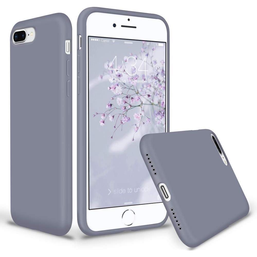imageSURPHY Silicone Case Compatible with iPhone 8 Plus Case iPhone 7 Plus Case Soft Liquid Silicone Rubber Slim Phone Case Cover with Microfiber Lining for iPhone 7 Plus iPhone 8 Plus 55quot Lavender Gray