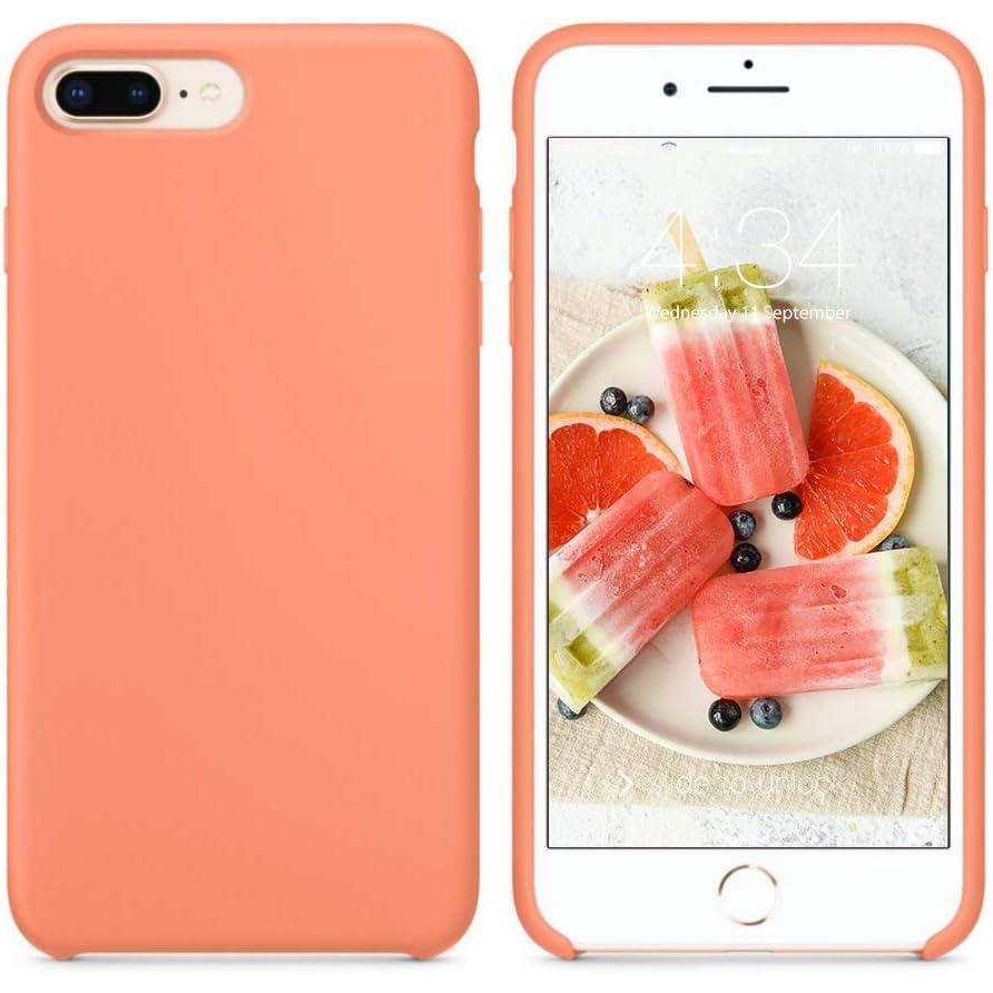 imageSURPHY Silicone Case Compatible with iPhone 8 Plus Case iPhone 7 Plus Case Soft Liquid Silicone Rubber Slim Phone Case Cover with Microfiber Lining for iPhone 7 Plus iPhone 8 Plus 55quot Peach