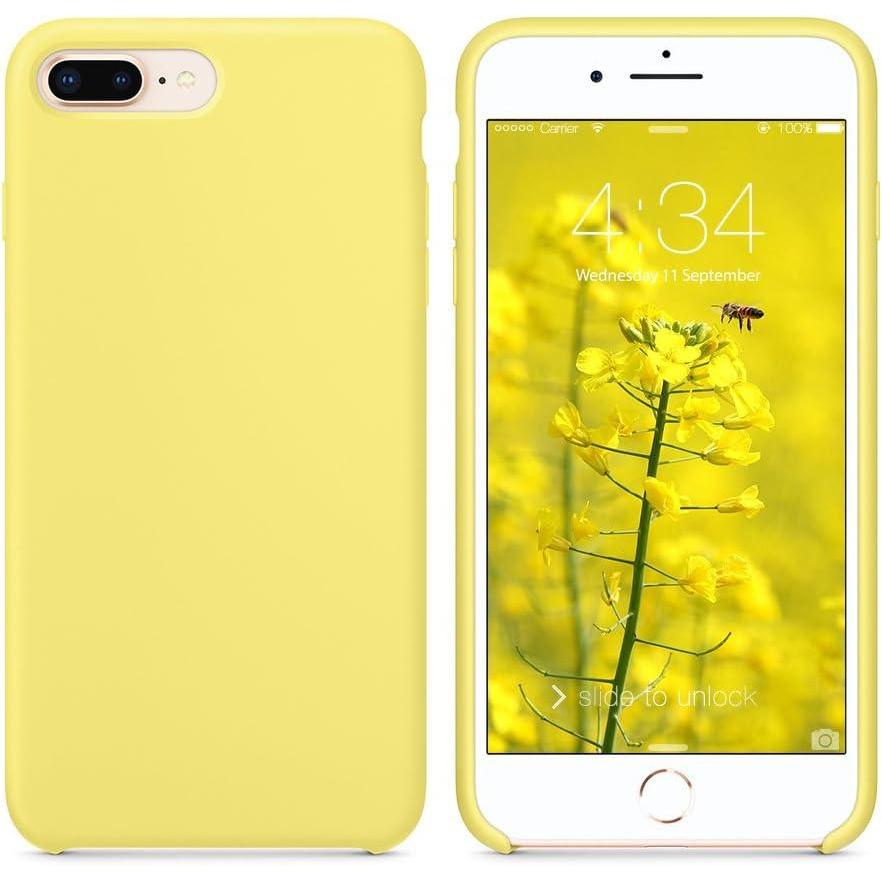imageSURPHY Silicone Case Compatible with iPhone 8 Plus ampamp iPhone 7 Plus Soft Liquid Silicone Rubber Slim Phone Case Cover with Microfiber Lining Yellow ShockAbsorbent